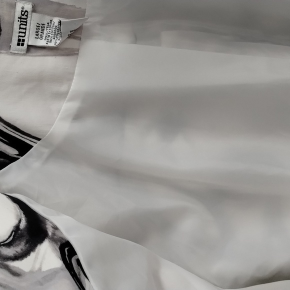 Units blazer statement jacket full zip size large black white gray pleated back - Picture 7 of 8